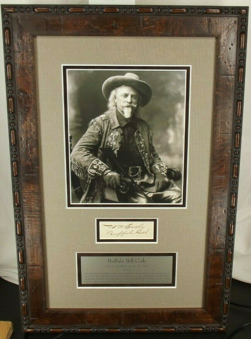 William \'Buffalo Bill\' Cody Showman Autograph Framed Display JSA Authenticated William \'Buffalo Bill\' Cody Showman Autograph Framed Display JSA Authenticated
