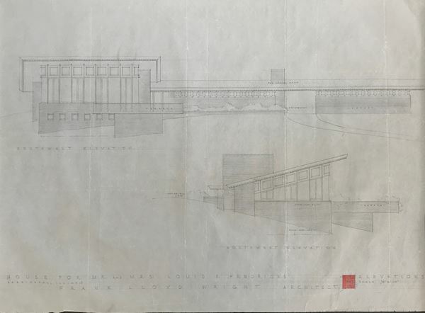 Frank Lloyd Wright - Frederick House Barrington Hills, Illinois - Signed Sketch