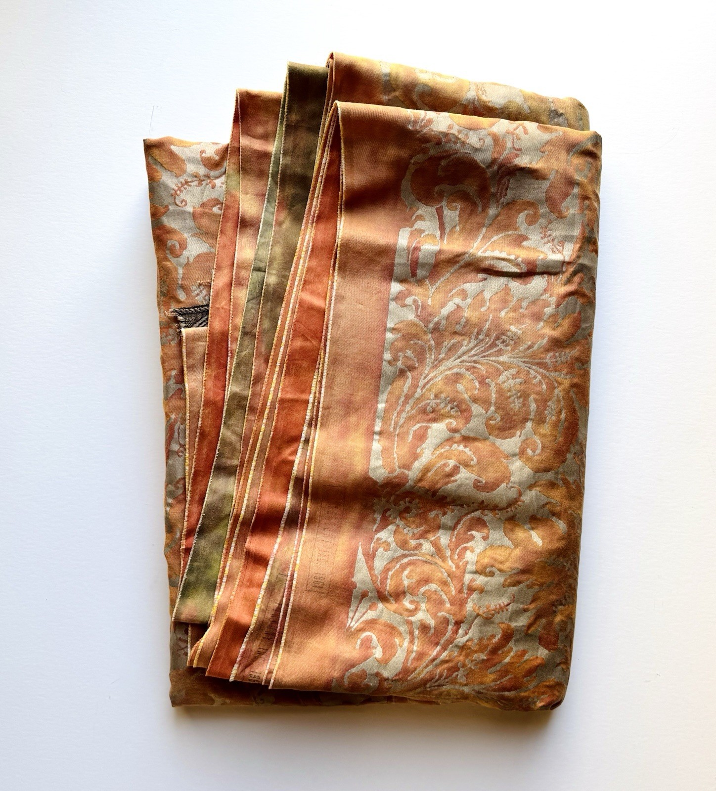 AS FOUND 8.88yds 1961 Mariano Fortuny Lucrezia Fabric Orange Green Bittersweet? AS FOUND 8.88yds 1961 Mariano Fortuny Lucrezia Fabric Orange Green Bittersweet?