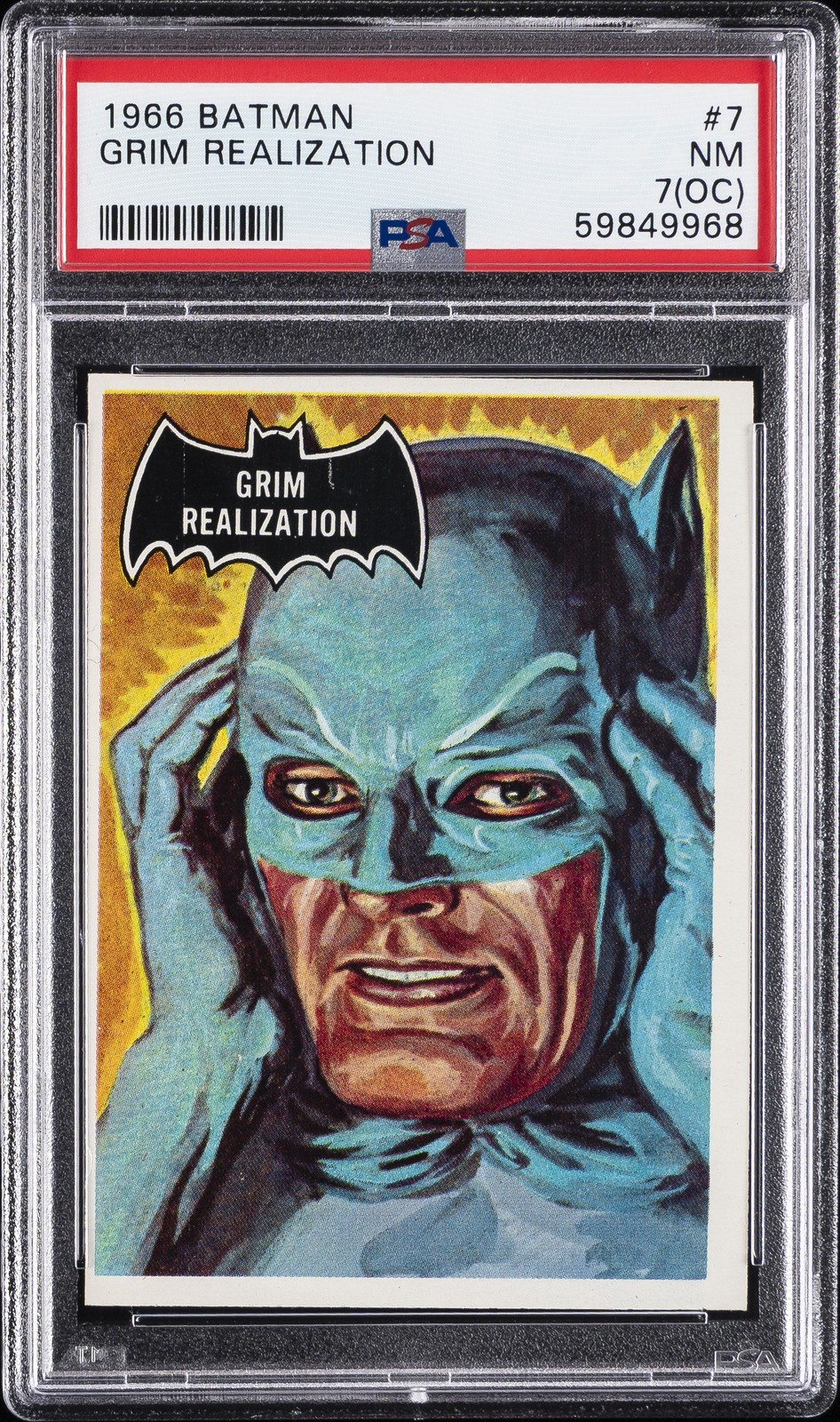 1966 TOPPS BATMAN #7 GRIM REALIZATION PSA 7 OC