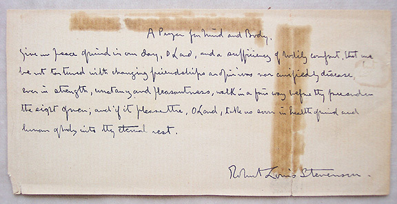 ROBERT LOUIS STEVENSON Signed Original Manuscript - Extremely Rare - ROBERT LOUIS STEVENSON Signed Original Manuscript - Extremely Rare -