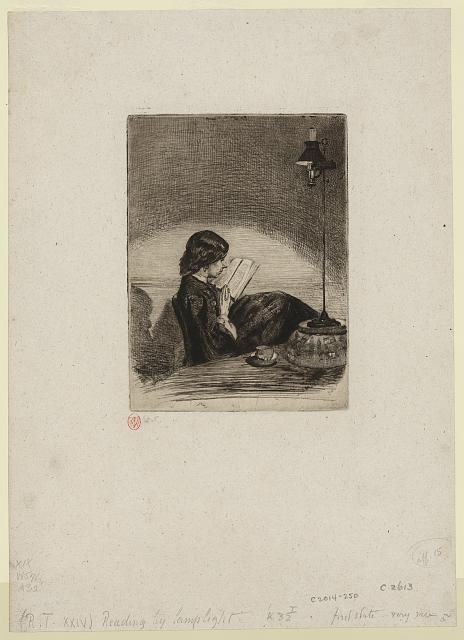 Photo:Deborah Delano Haden Reading by Lamplight 1859 Whistler Half-Sister