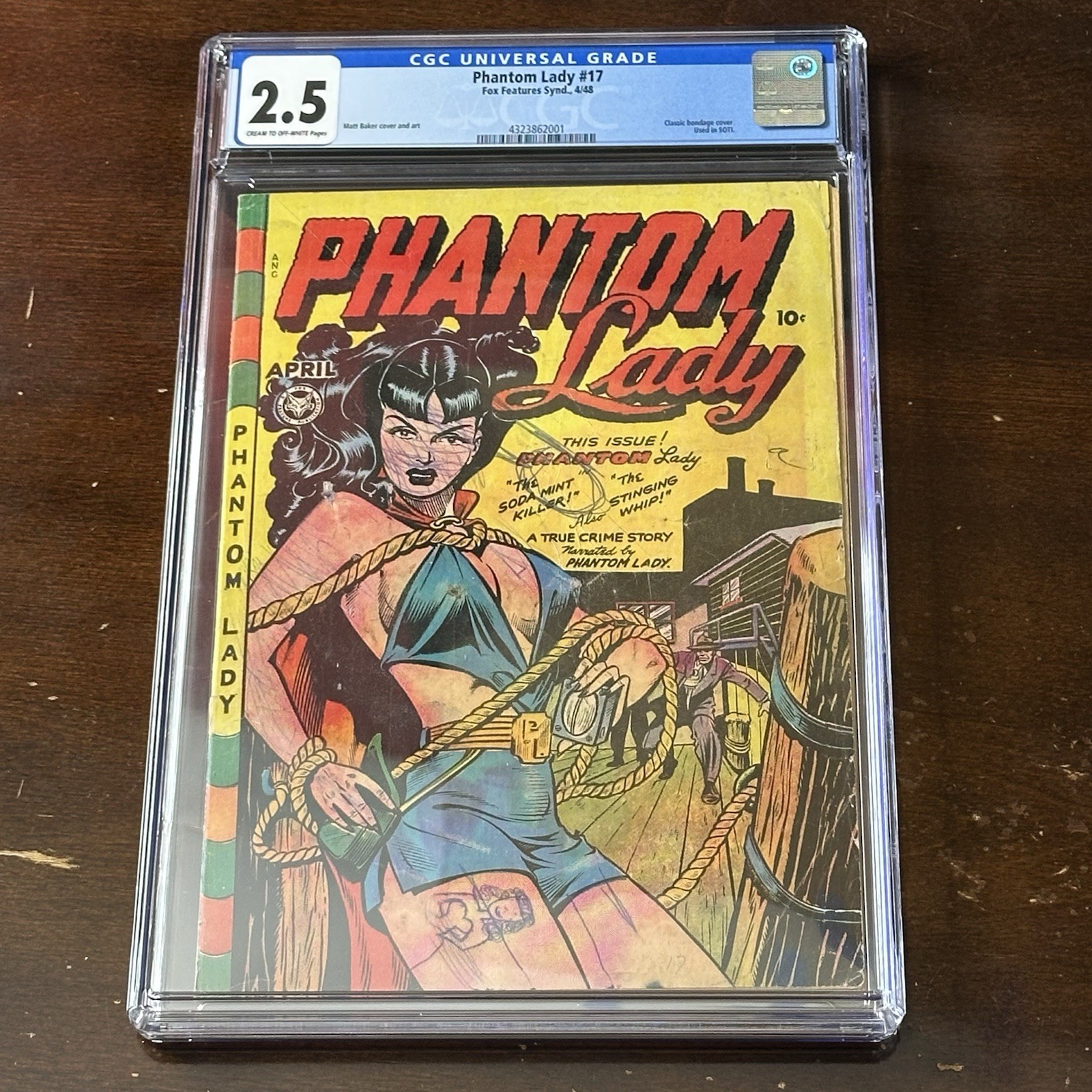 Phantom Lady #17  1948 Classic Bondage Used In SOTI  Baker CGC 2.5