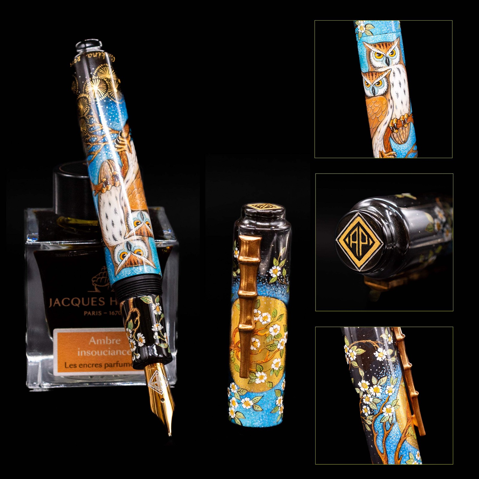 AP Limited Editions Writer Imperial Lacquer Art Fountain Pen - The Mystic Owls