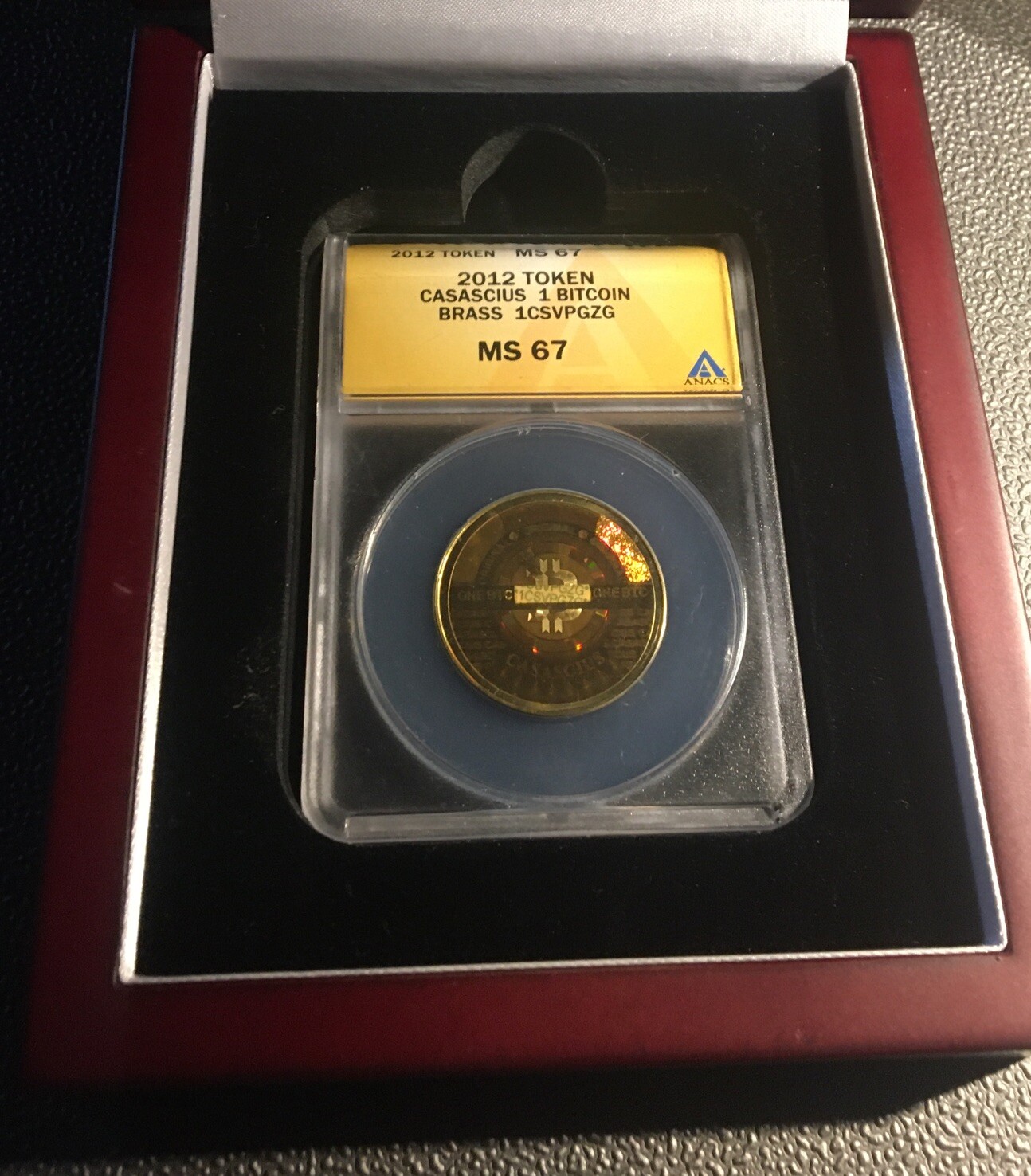 Casascius Bitcoin 2012 Rare edition Fully Loaded And Graded ANACS MS67