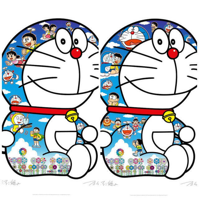 Takashi Murakami Sitting Doraemon Crying and Laughing a warm day under the sky