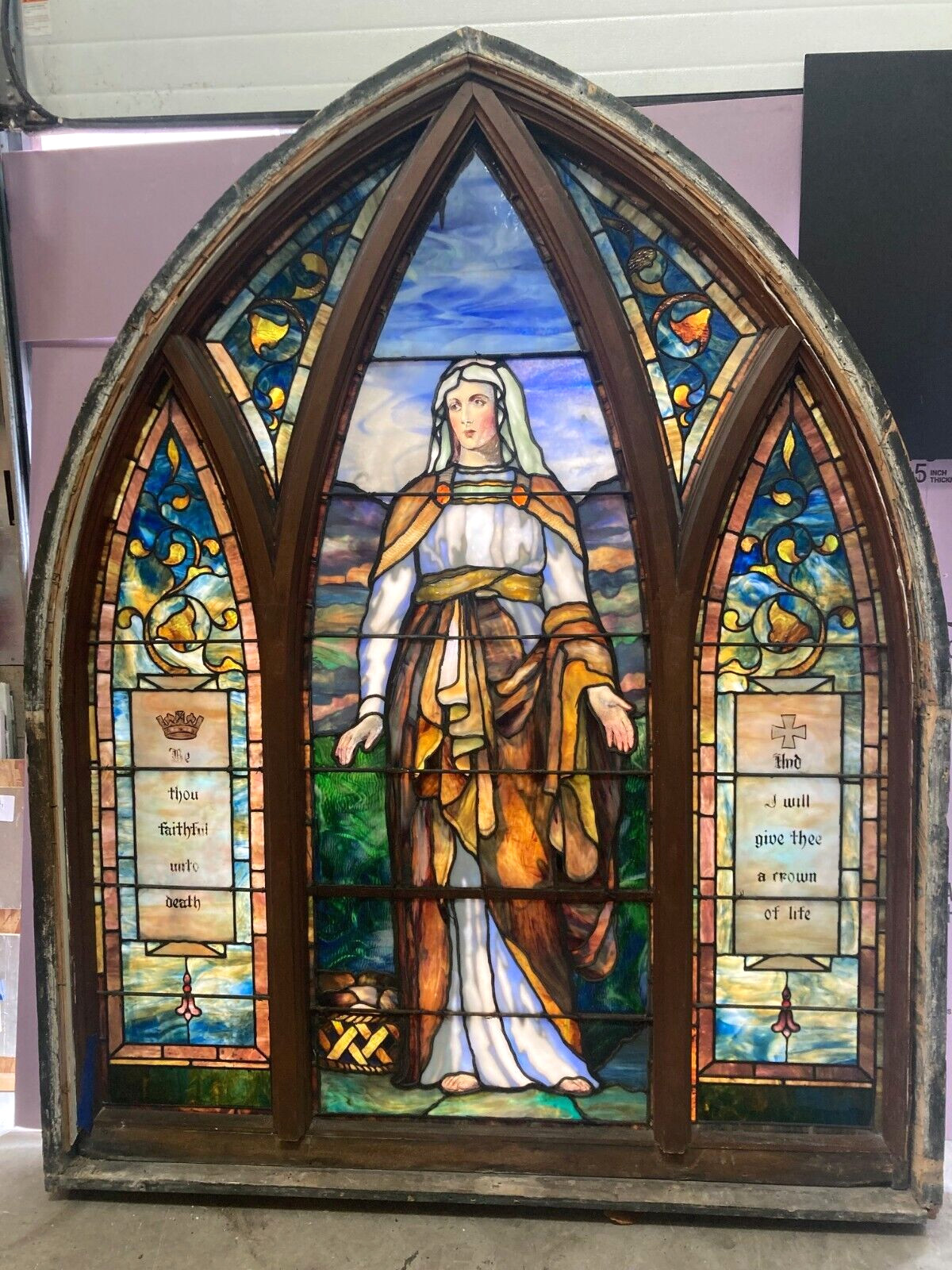 Older J.R. Lamb Studios Stained Glass Church Window in Frame (#20) Tiffany Style Older J.R. Lamb Studios Stained Glass Church Window in Frame (#20) Tiffany Style