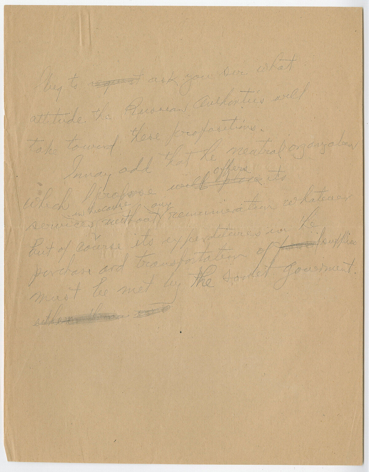 1919 Herbert Hoover Draft Note & Fredtjof Nansen Letter to Vladimir Lenin