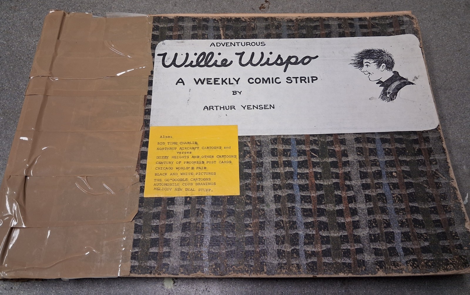 Arthur Yensen Estate Original Art Willie Wispo 1929 Comic Proofs Autograph, NDE Arthur Yensen Estate Original Art Willie Wispo 1929 Comic Proofs Autograph, NDE