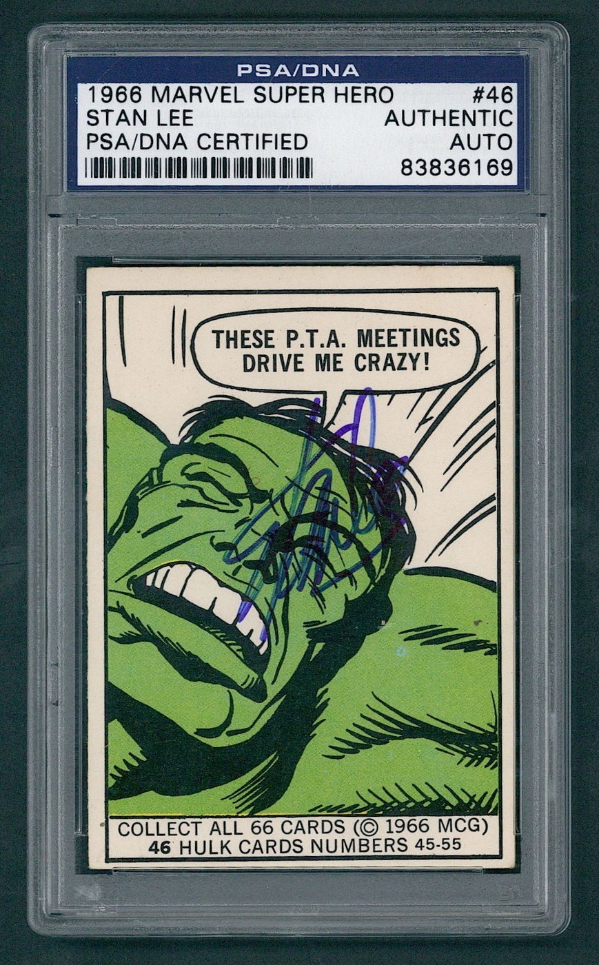 1966 Donruss Marvel Super Heroes #46 HULK Rookie| Stan Lee Signed PSA/DNA POP 1