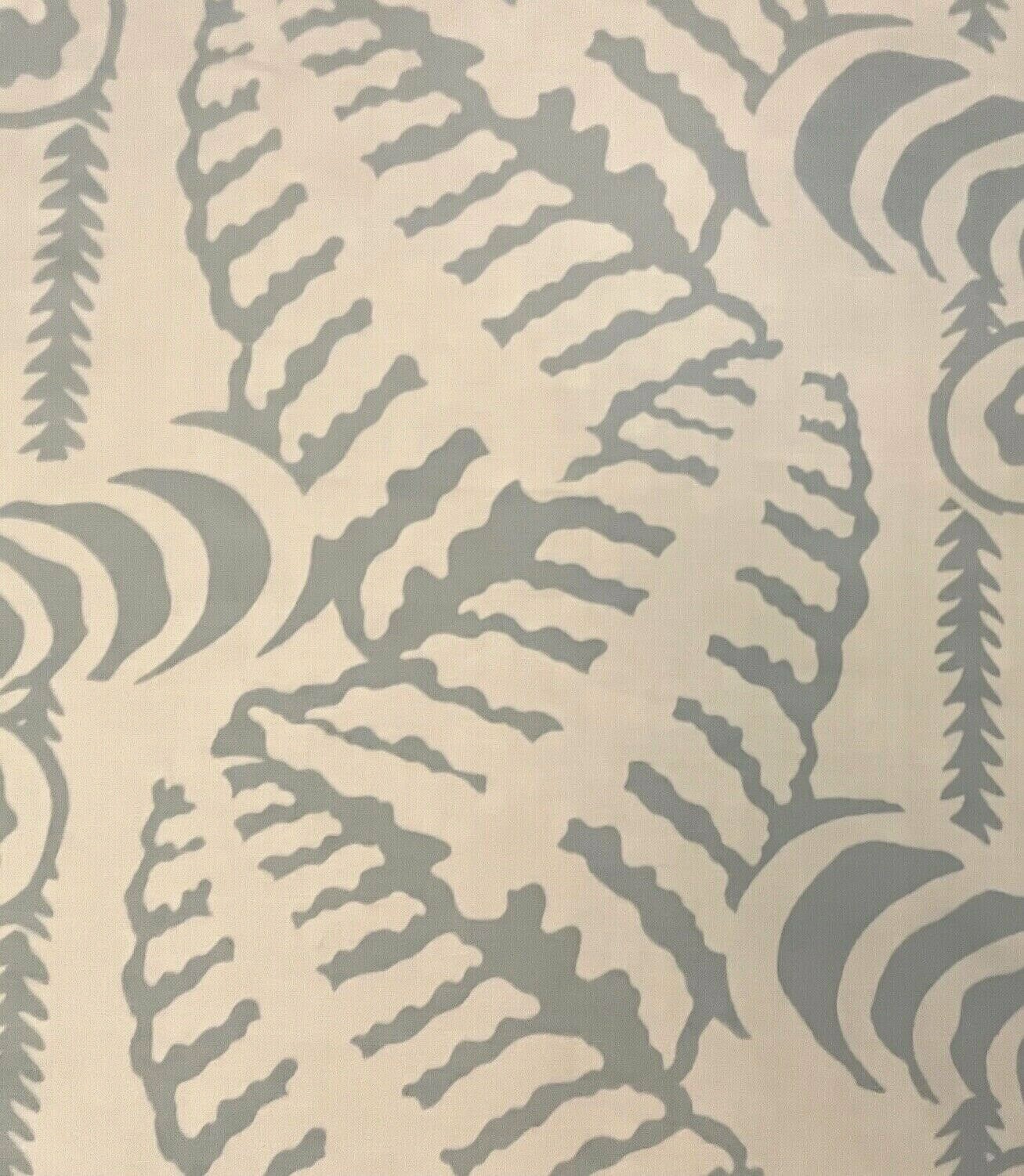 QUADRILLE/ALAN CAMPBELL Ferns Uni seas foam on white linen cotton remnants New QUADRILLE/ALAN CAMPBELL Ferns Uni seas foam on white linen cotton remnants New