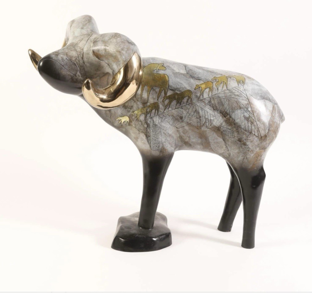 Rebecca Tobey Big Horn Sheep, Patinated and Gilt Bronze