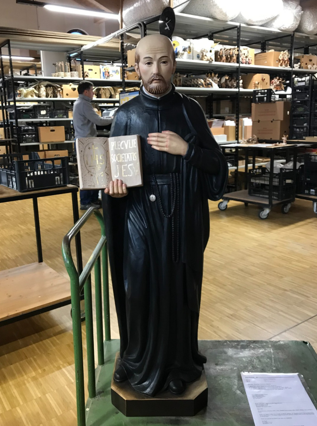 St. Ignatius of Loyola AMDG Hand Carved Painted Italian Wood Statue 35