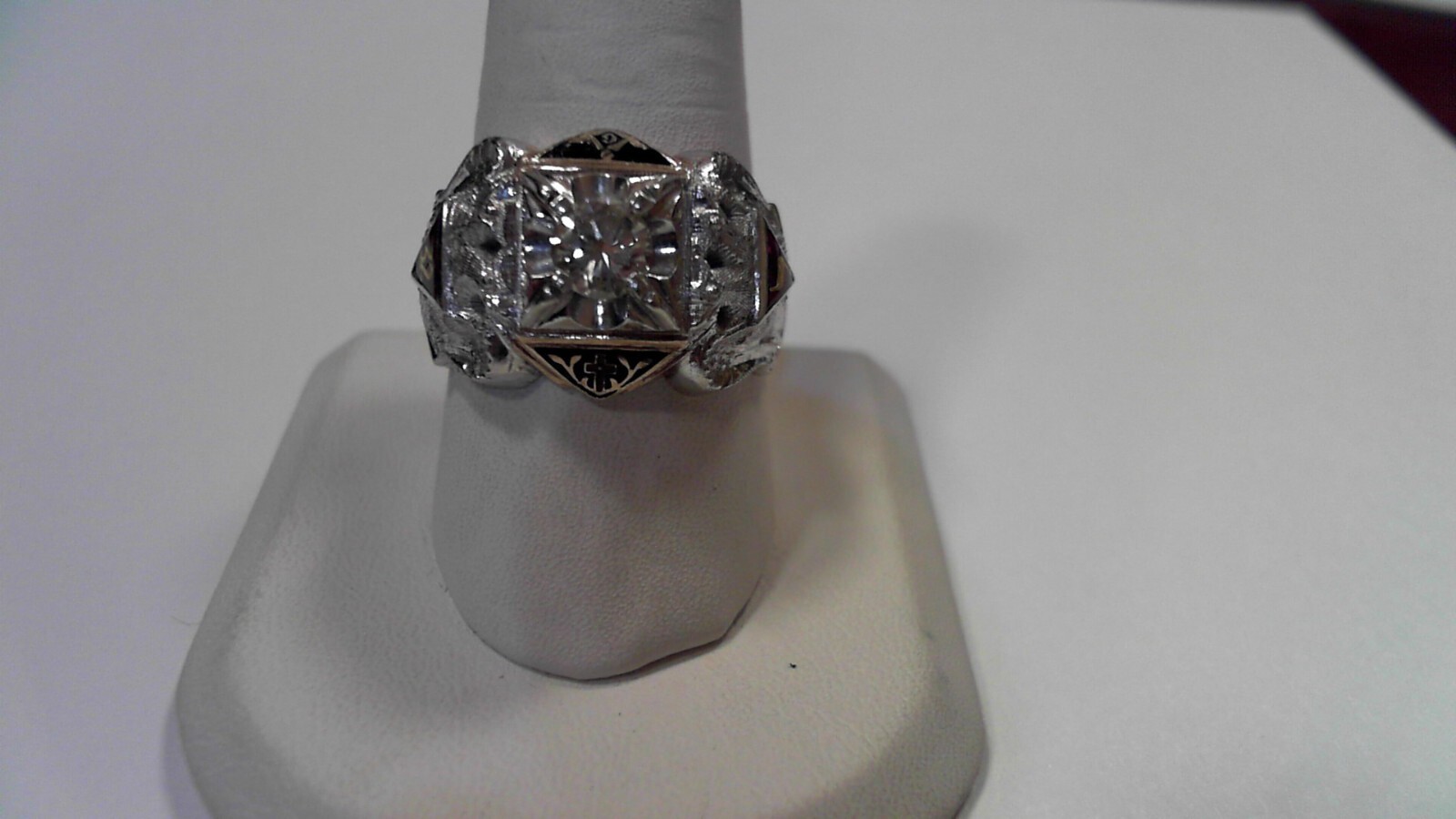 10K Yellow and White Gold Vintage Kinsley Gothic Men's Masonic 0.62 ct Dia. Rng