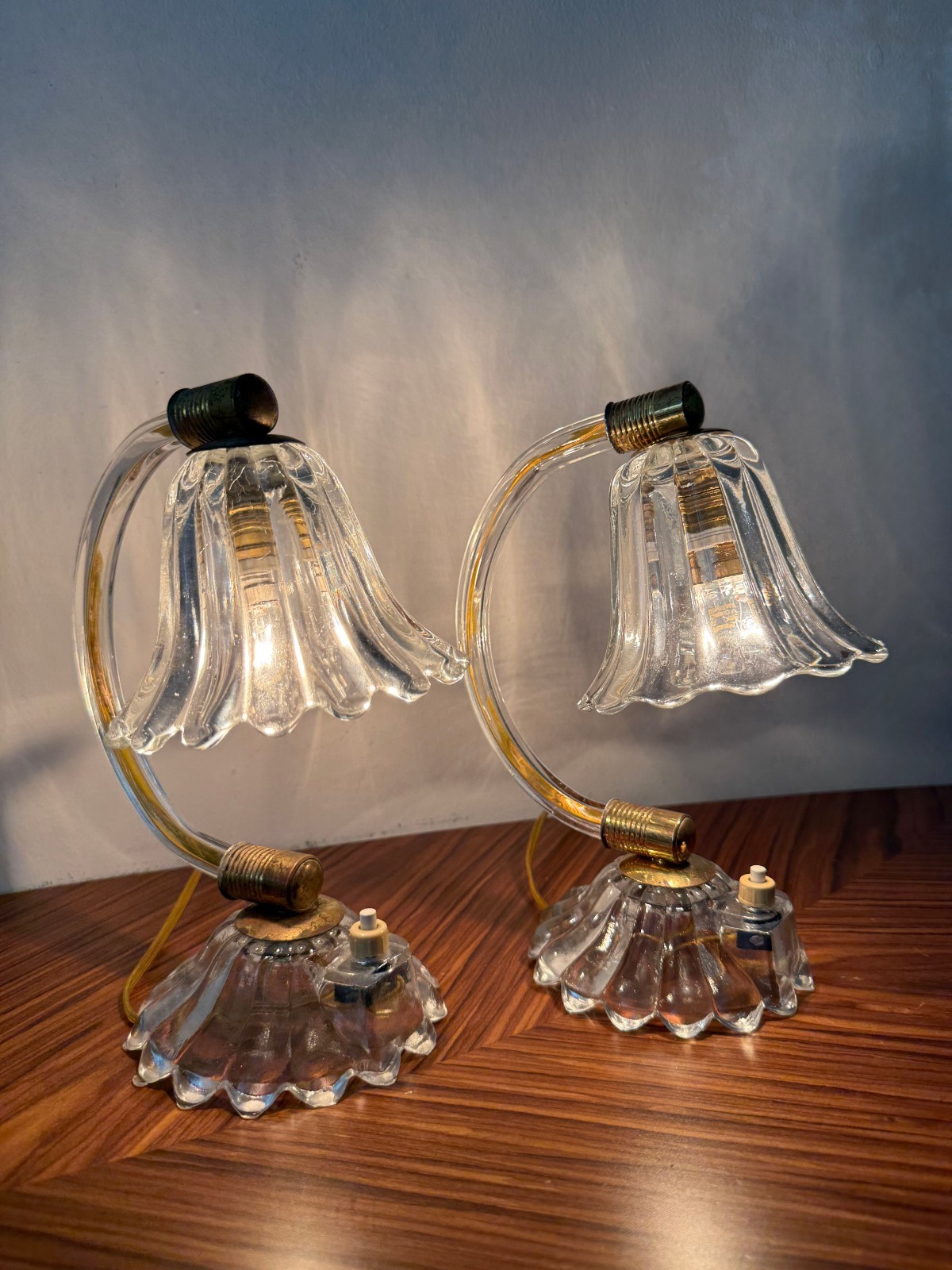 BAROVIER&TOSO Set of 2 Rare MURANO Glass Art Deco Lamp mod. \ BAROVIER&TOSO Set of 2 Rare MURANO Glass Art Deco Lamp mod. \