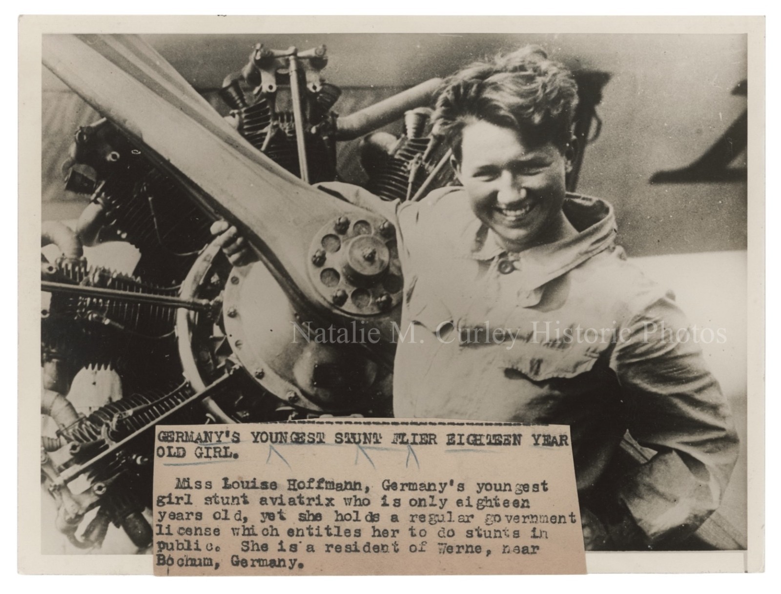 c1928 Luise Hoffman German Female Stunt Pilot Press Photo c1928 Luise Hoffman German Female Stunt Pilot Press Photo