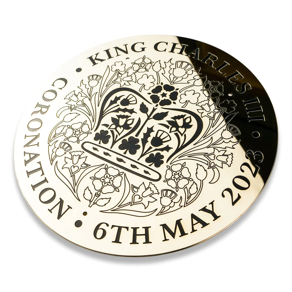 King Charles III Coronation plaque in Solid brass King Charles III Coronation plaque in Solid brass