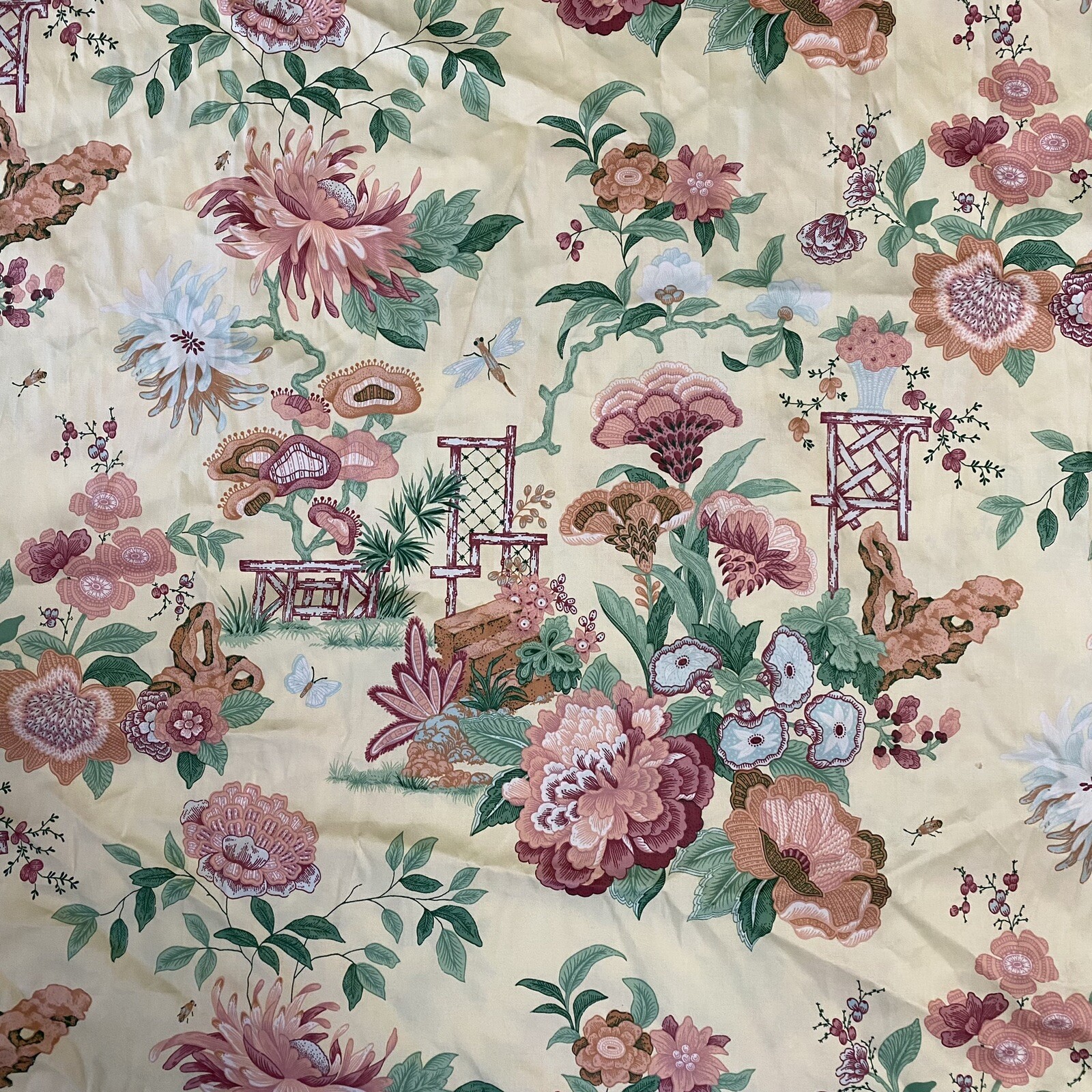 Vintage Schumacher Empress of China Kenli Gardens Fabric 9 Yards Chintz Cotton? Vintage Schumacher Empress of China Kenli Gardens Fabric 9 Yards Chintz Cotton?