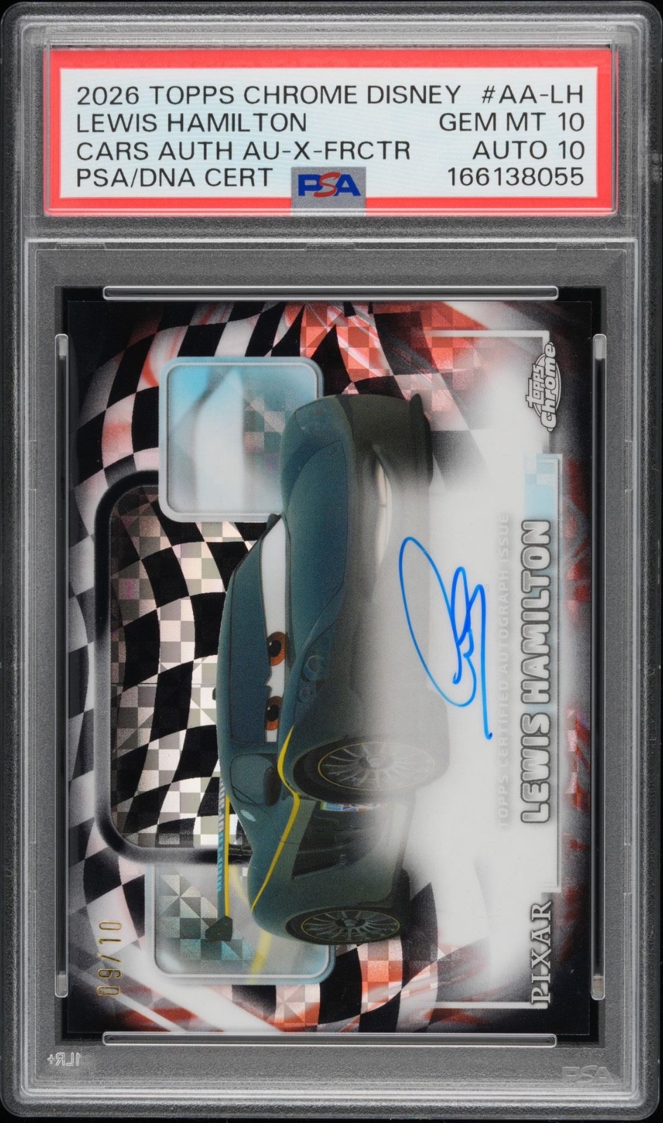 2026 Topps Chrome Disney Lewis Hamilton Cars Auto /10 PSA 10 AUTO 10 POP 1 RARE