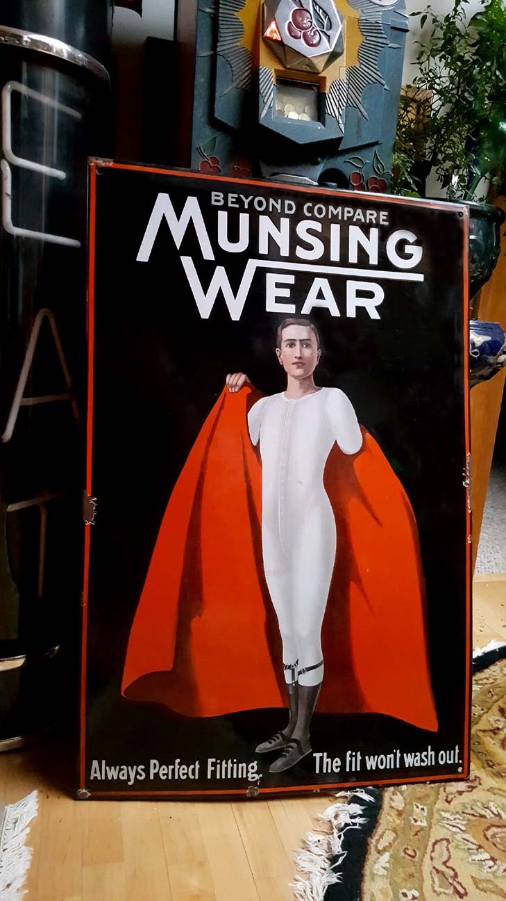 OLD Munsingwear Porcelain Sign. look at my other neon signs & clock. clothing OLD Munsingwear Porcelain Sign. look at my other neon signs & clock. clothing