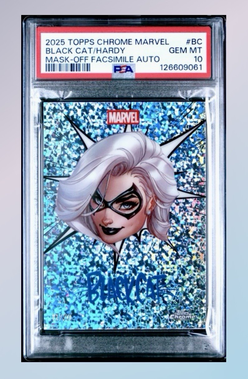 2025 Topps Chrome Marvel Black Cat /20 Mask-Off Facsimile Auto PSA 10 Pop 1 💎
