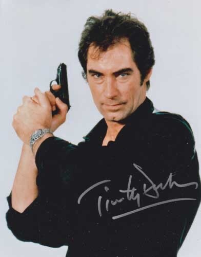 TIMOTHY DALTON SIGNED JAMES BOND AUTOGRAPH JAMES BOND RARE BOND SHOT 10-8 COA